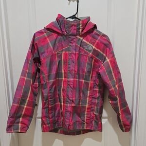 The North Face Kids Plaid Raincoat - Pink and Gray